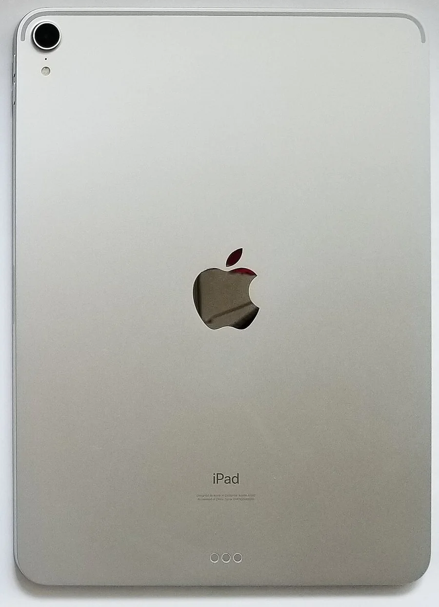 An iPad Pro, seen from the back.